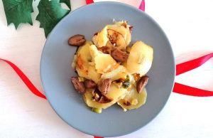 Patate veloci in padella, con olive e scalogno